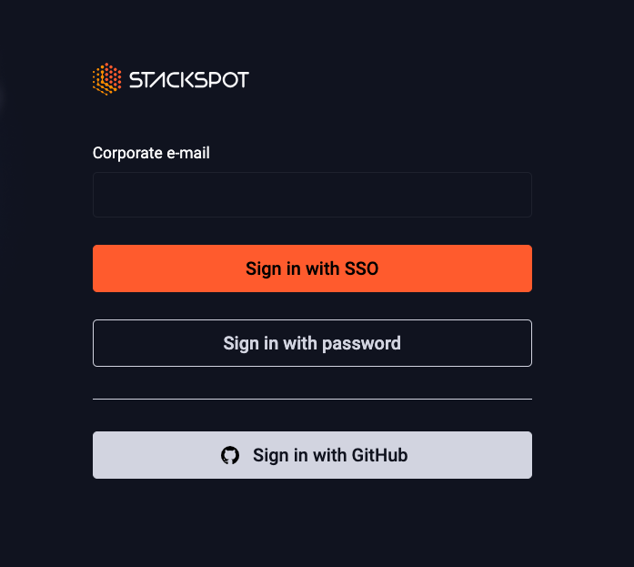 Tela de Login da StackSpot EDP