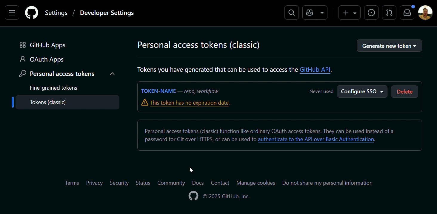 Page showing SSO authorization for the token.